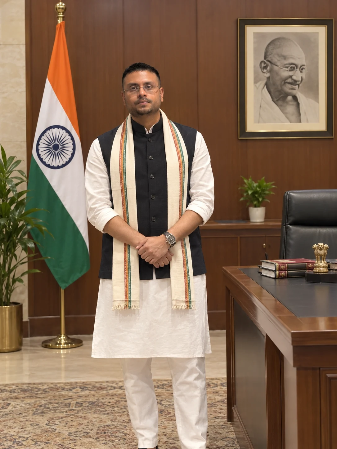Saurabh Vasudev Yadav in Indian formal attire